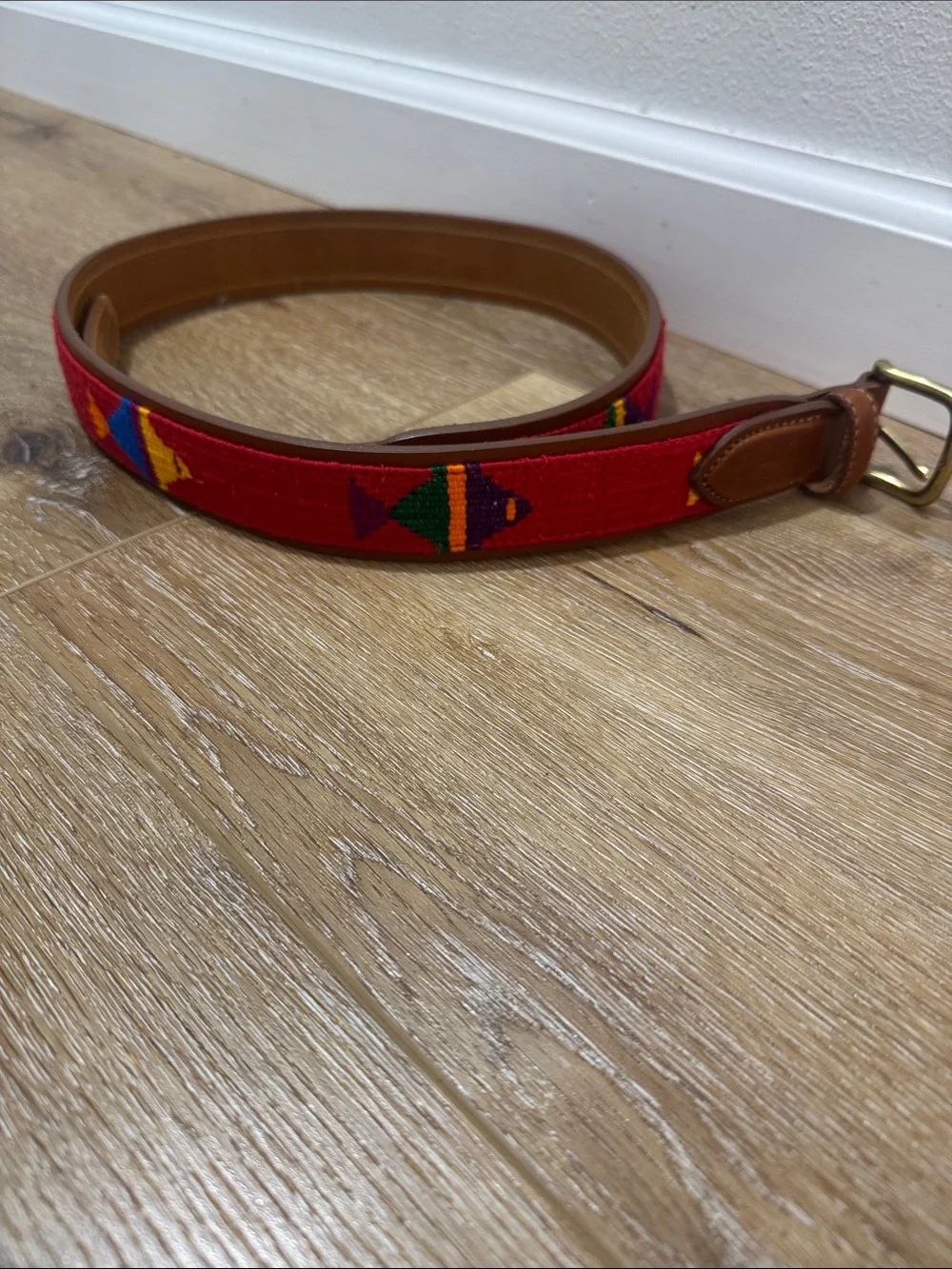 Vintage Orvis Embroidered Leather-Trim Women's fish Belt